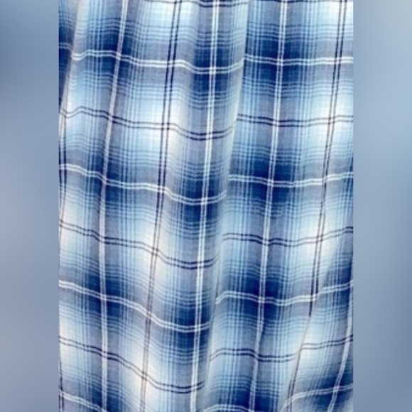 Sonoma Shirt/comfy flannel/ Women/Men. Retroish Blue/White Plaid.Metal Buttons - Picture 4 of 6